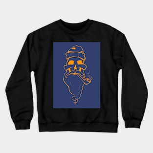 Blue and Orange Mustache Skull Crewneck Sweatshirt